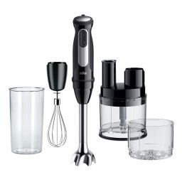 Mixer vertical Braun MQ55755M, 1000 W, 25 trepte viteza, Functie Turbo, Tocator SizeControl 500 ml, Procesor alimente 500 ml, Pahar gradat 600 ml, Tel, Negru-Inox