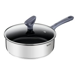 Cratita cu capac Tefal Daily Cook, 24 cm, inductie, invelis antiaderent din titan, indicator Thermo Signal, maner ergonomic, argintiu