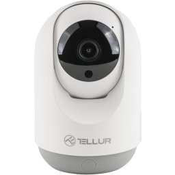 Camera de supraveghere Tellur Smart TLL331391 Wi-Fi Interior, 3MP, UltraHD, PTZ, Autotraking, Night Vision, Detectarea miscarilor, Two-Way Audio, Alarma sonora, Pan 360 grade, Control Vocal, Stocare Cloud, Alb