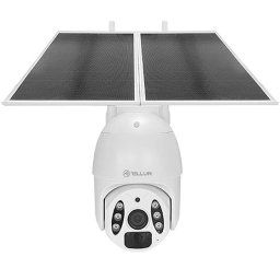 Camera de supraveghere Tellur Smart TLL331551, Pan & Tilt , 3MP, 2K UltraHD, Exterior, Detectarea miscarilor PIR, Color Night Vision, IR, Panou solar 20W, 19200 mAh, Aplicatie, Alb