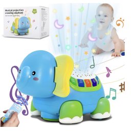 Jucarie interactiva bebelusi , Elefantul muzical cu lumini, proiectie si telecomanda