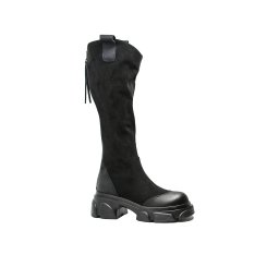 Cizme damă Formazione cu platformă și carâmb moale, negre, din piele naturală FNX2661-1-39 EU