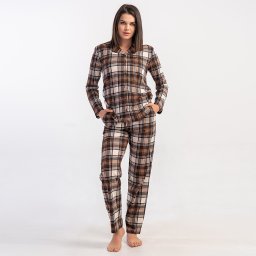 Pijama cu Nasturi Damă din Bumbac 100% Vienetta Model 'Winter Cozy' Eleganță și Căldură Clasică