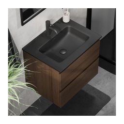 Dulap de baie cu lavoar KENWOOD, 61 cm, nuc/negru