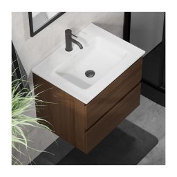 Dulap pentru baie cu lavoar KENWOOD, 61 cm, nuc/alb