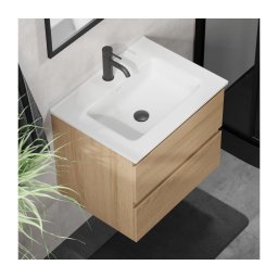 Dulap de baie cu lavoar KENWOOD 61 cm stejar/alb