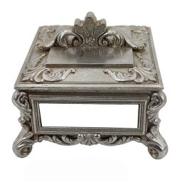 Cutie bijuterii din rasina Antique Silver cu oglinda
