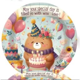 Farfurii de hârtie cu model urs pentru zi de naștere - set de 10 bucăți.