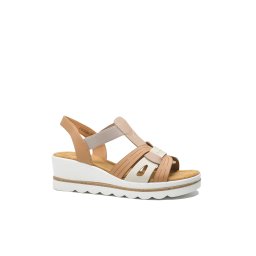 Sandale damă Pass Collection wedge, maro, din piele naturală OTR160036-37 EU
