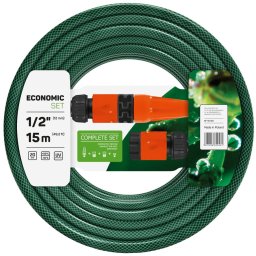 set furtun pentru gradina cellfast economic, 3 straturi cu armatura, 1 2 15m, protectie uv, stropitor, conector