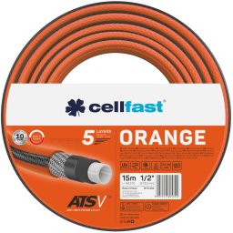 furtun pentru gradina cellfast orange cu 5 straturi, 1 2 , armat, 15m, protectie uv, antirasucire