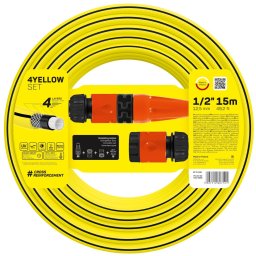 set furtun pentru gradina cellfast 4yellow, 1 2 , 15m, protectie uv, antirasucire, duza stropire, conectori