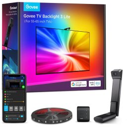 banda led govee tv backlight 3 lite, h6099, wi-fi + bluetooth, rgbicw, camera, 55-65 inch, fisheye correction
