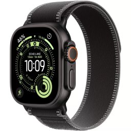 Smartwatch Apple Watch Ultra 3 GPS + Cellular, 49mm, Carcasa Black Titanium, Bratara Black/Charcoal Trail Loop - S/M