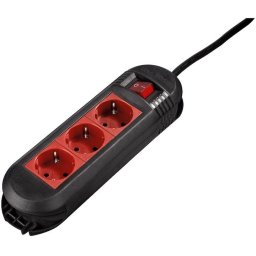 Prelungitor "Colour" Power Strip, 3-Way, black/red, 1.5 m