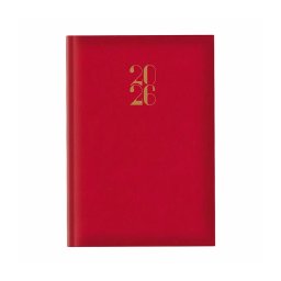 Agenda A5 datata zilnic Arti Lux, hartie ivory, coperta rosie