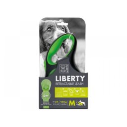 Lesa retractabila banda pentru caini, LIBERTY M-PETS, Verde M, 5m, 20 kg