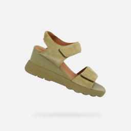 Sandale cu platformă kaki pentru femei Geox Spherica EC6