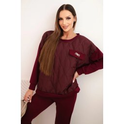 Kesi Włoski Women's tracksuit set made of viscose with a quilted sweatshirt and pants plum