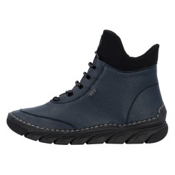 Ghete dama, Rieker, 55069-14-Albastru, casual, piele ecologica, imblanite, cu talpa joasa, albastru (Marime: 37)