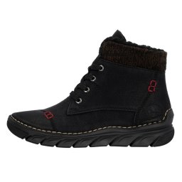 Ghete dama, Rieker, 55031-00-Negru, casual, piele ecologica, imblanite, cu talpa joasa, negru (Marime: 38)