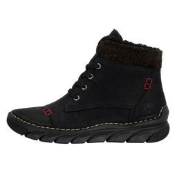 Ghete dama, Rieker, 55031-00-Negru, casual, piele ecologica, imblanite, cu talpa joasa, negru (Marime: 41)