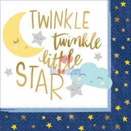 Set 16 Servetele, twinkle luna nori si stele 33 cm