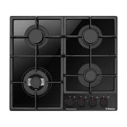 Plita pe gaz Hansa BHKS6718511, gaz pe sticla, 60 cm, comenzi frontale, gratare de fonta, arzator WOK, flame control, 9 trepte de putere, negru