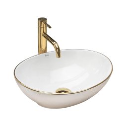 REA-U3287 - Lavoar pe blat SOFIA 34,5x41 cm ceramică/alb lucios/auriu