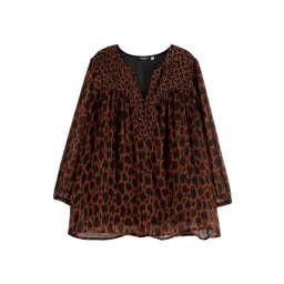 SCOTCH & SODA Top Contrast Yoke Short Sleeve U9B00956T 297 peace leopard
