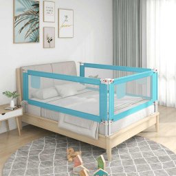 Balustrada de protectie pat copii, albastru, 100x25 cm, textil GartenMobel Dekor