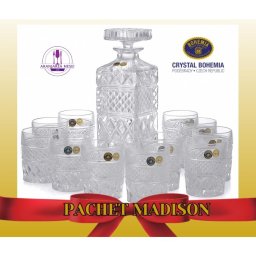 MADISON Pachet 12 pahare si decantor cristal Bohemia whisky