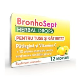 BronhoSept Herbal Drops pentru tuse si gat iritat 12 dropsuri Justin Pharma
