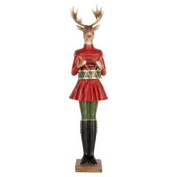 Figurina Ren Craciun polirasina multicolora 23x19x77 cm