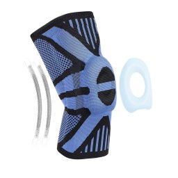 Genunchiera cu stabilizatori laterali Thx4Copper, textil/gel, albastru/negru, marimea M