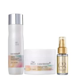Set pentru par vopsit Wella Professionals ColorMotion, Sampon 250 ml + Masca 150 ml + Ulei 30 ml