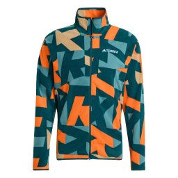 ADIDAS TERREX Jachetă fleece funcțională 'Terrex Multi Printed Full-Zip Fleece' azuriu / maro deschis / verde petrol / portocaliu închis