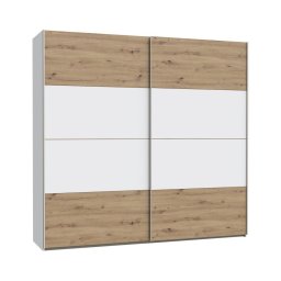 Dulap garderobă KARO 220x210 cm, alb/stejar artisan