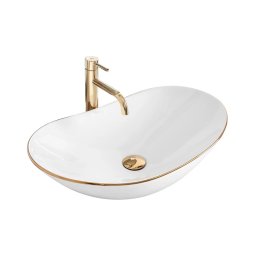 REA-U8570 - Lavoar pentru blat ROYAL 36x62 cm ceramică/alb lucios/auriu