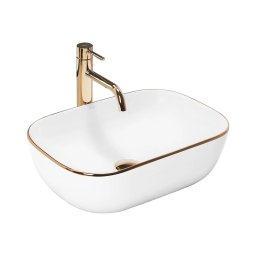 REA-U8736 - Lavoar pentru blat BELINDA 33,5x46,5 cm ceramică/alb/auriu