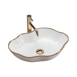 REA-U0696 - Lavoar pentru montaj pe blat PEARL 38x50,5 cm ceramică/alb lucios/auriu