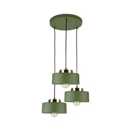 Lustră suspendată pe cablu IGNIA, 3xE27/60W/230V, verde/auriu