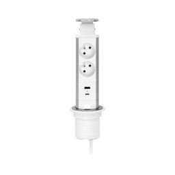 Coloană de prize pentru blatul biroului 2x230 V + USB-A + USB-C