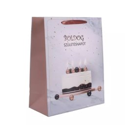 Pungă cadou de ziua de naștere cu model de tort - 18 x 23 cm