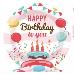 Farfurii de hârtie cu model "Happy Birthday" - set de 10 bucăți