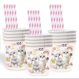 Pahar din hârtie cu model pisicuță So Sweet! - set de 10 bucăți