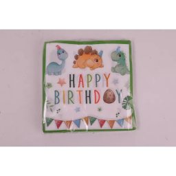 Șervețele de aniversare cu model de dinozaur - set de 20 bucăți