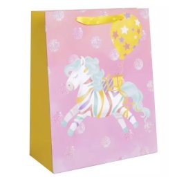 Pungă cadou sclipitoare cu model de ponei curcubeu - 26 X 32 cm