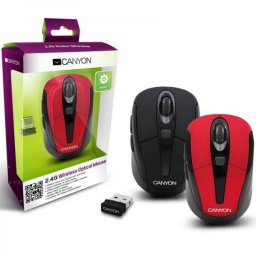 Mouse Office, wireless 2.4 GHz, optic 1600 DPI, 3 butoane + scroll, roșu