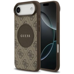 Husa Husa pentru iPhone 17 Air - Guess 4G Circle Classic Logo MagSafe (GUHMP17MP4PGRSGW) - Brown